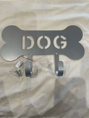 NWT!  Harry Barker Dog Bone Wall Hooks - Gray Metal Dog Leash rack w/screws